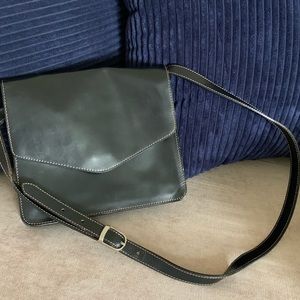 LL Bean Black Leather Cross Body Bag